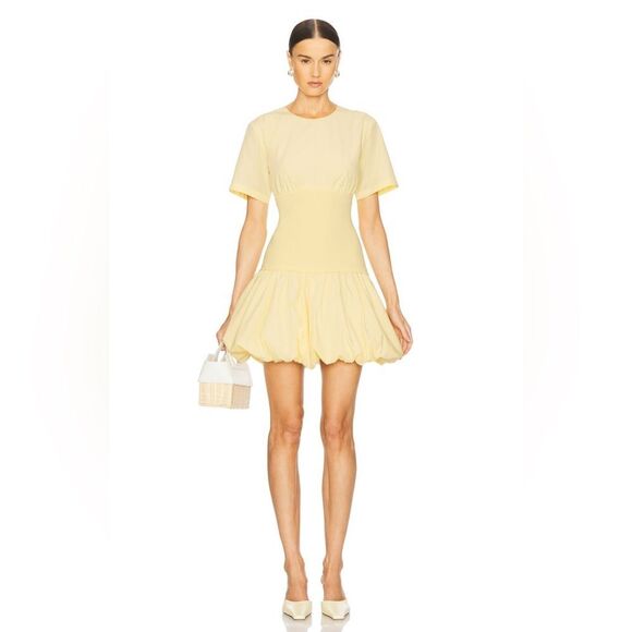 SIMKHAI Libbie Short Sleeve Mini Bubble Dress in Butter Yellow. Small. Worn Once - Picture 1 of 3